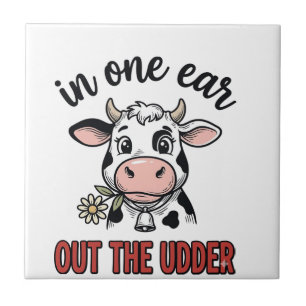 Carreau Vache drôle avec une oreille en moins Design de T-