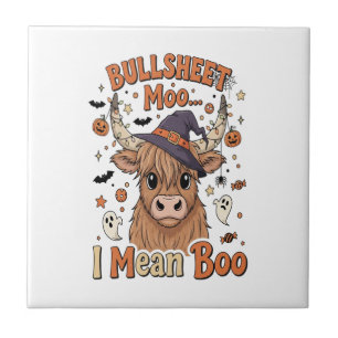 Carreau Vache drôle d'Halloween feuille de taureau je veux