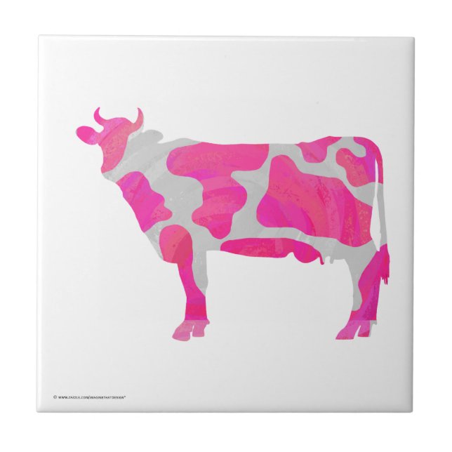 Carreau Vache rose et blanc Silhouette (Devant)