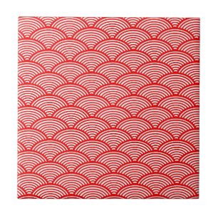 Carreau Vague japonaise rouge