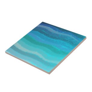 Carreau Vagues salées de plage côtière sur turquoise 