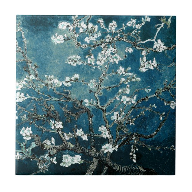 Carreau Van Gogh Almond Blossoms : Turquoise foncé (Devant)