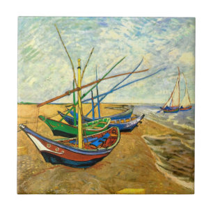 Carreau Van Gogh Bateaux de pêche sur la plage de Saintes 