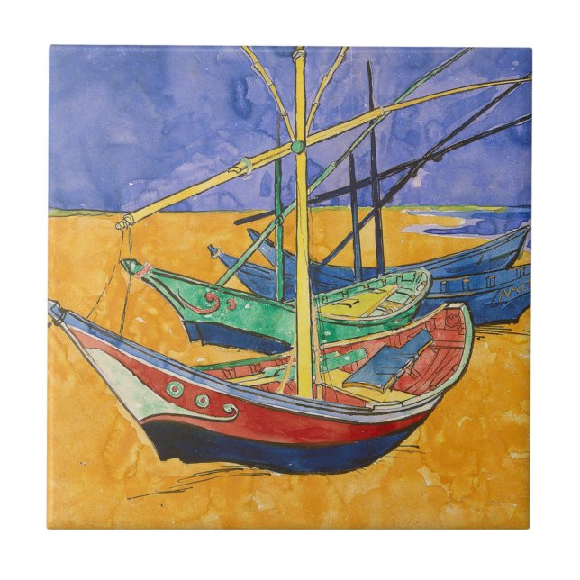 Carreau Van Gogh Bateaux Plage impressionniste (Devant)