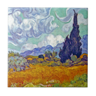 Carreau Van Gogh - Champ de blé avec cyprès