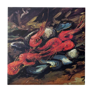 Carreau Van Gogh - Nature morte aux moules et crevettes