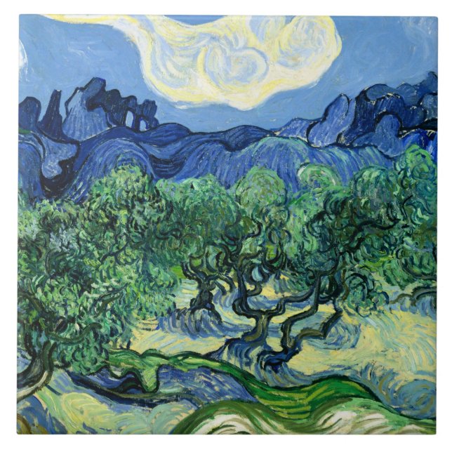 Carreau Van Gogh - Oliviers aux Alpilles en Arrière - plan (Devant)