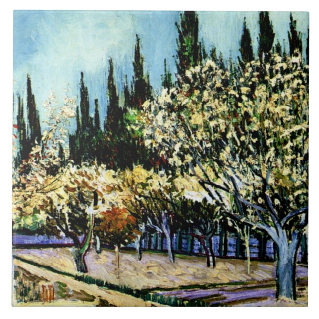 Carreau Van Gogh - Orchard Entouré de Cyprès (Devant)