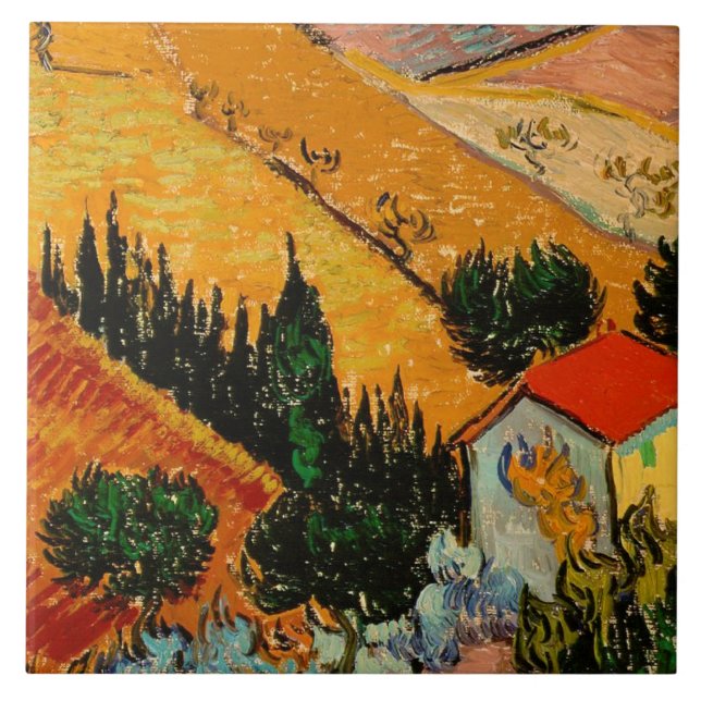 Carreau Van Gogh - Paysage avec maisons et fleurs (Devant)