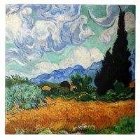 Van Gogh peinture, Wheatfield avec Cypress Tree