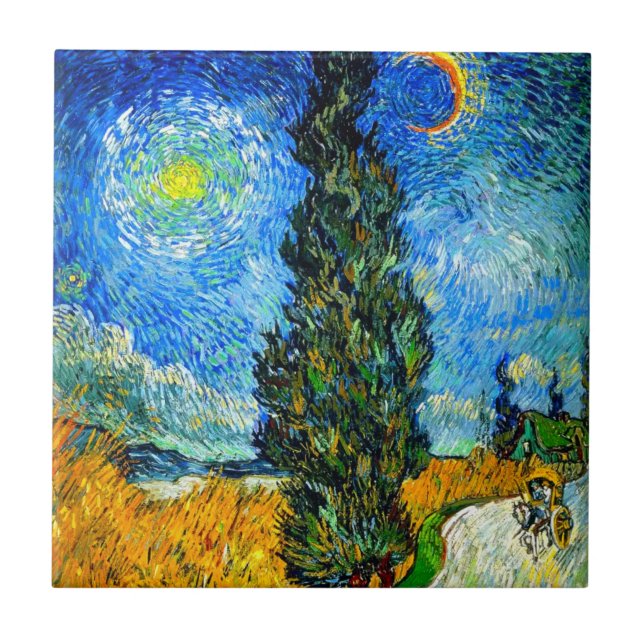 Carreau Van Gogh Road avec Cypress et Star (Devant)