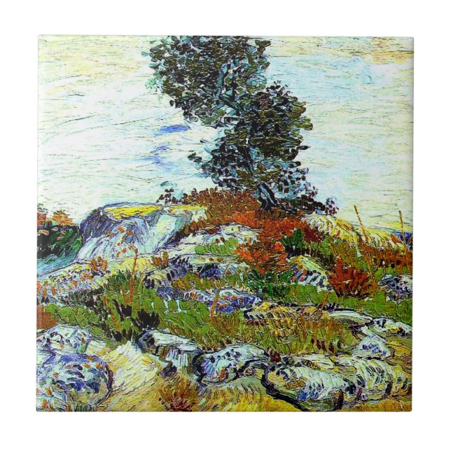 Carreau Van Gogh - The Rocks with Oak Tree, fine art (Devant)
