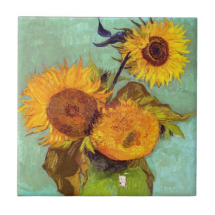 Carreau Van Gogh - Trois Tournesols Dans Un Vase - Art