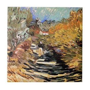 Carreau Van Gogh - Une Route À Saint-Rémy Avec Une Figure 
