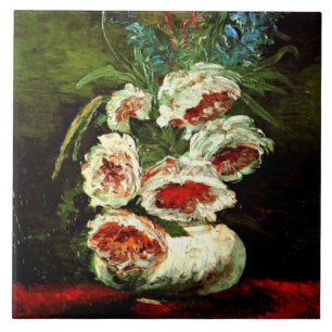 Carreau Van Gogh : Vase avec des pivoines