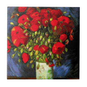 Carreau Vase à Van Gogh avec la tuile rouge de pavots