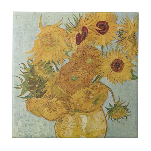 Carreau Vase avec douze tournesols par Van Gogh (Devant)