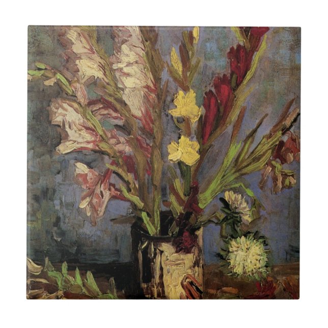 Carreau Vase avec Gladioli par Vincent van Gogh (Devant)
