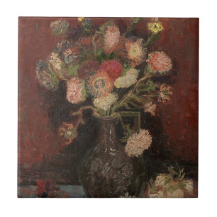 Carreau Vase avec les asters et les Gladioli chinois par