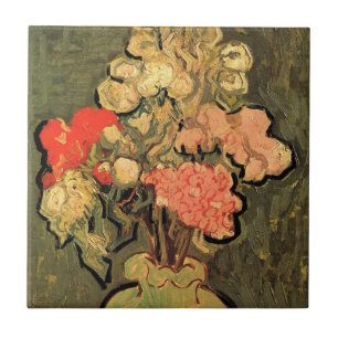 Carreau Vase avec Rose Mallows par Vincent van Gogh