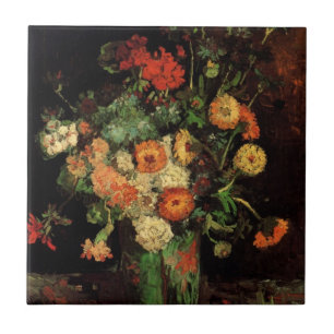 Carreau Vase avec Zinnias et Geraniums, Vincent van Gogh