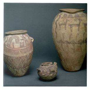 Carreau Vase décoré de diverses frises des animaux et