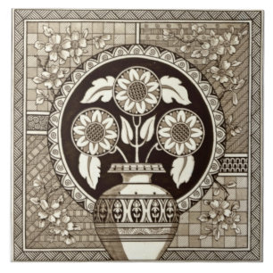 Carreau Vase esthétique victorienne de Repro Sepia