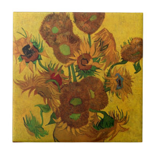 Carreau Vase Still Life avec 15 tournesols Vincent van Gog