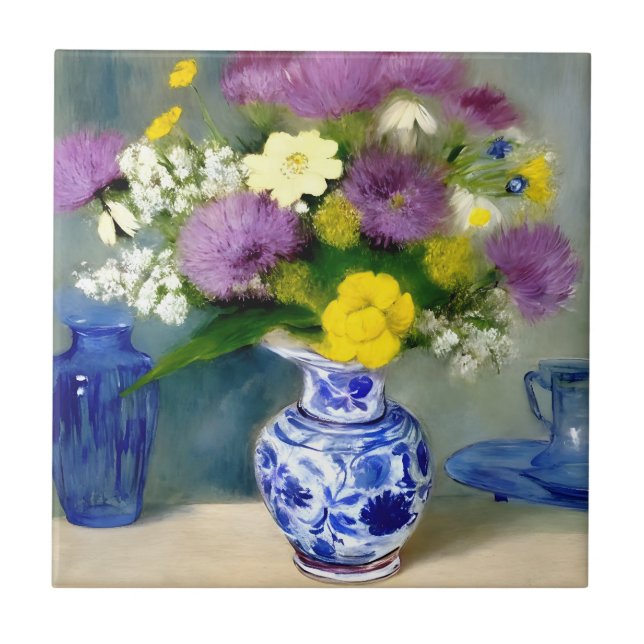 Carreau Vase tranquille des fleurs Imprimer (Devant)