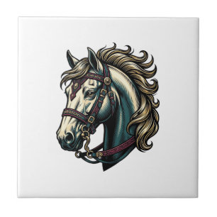 Carreau Vecteur de tête de cheval de gravure vintage