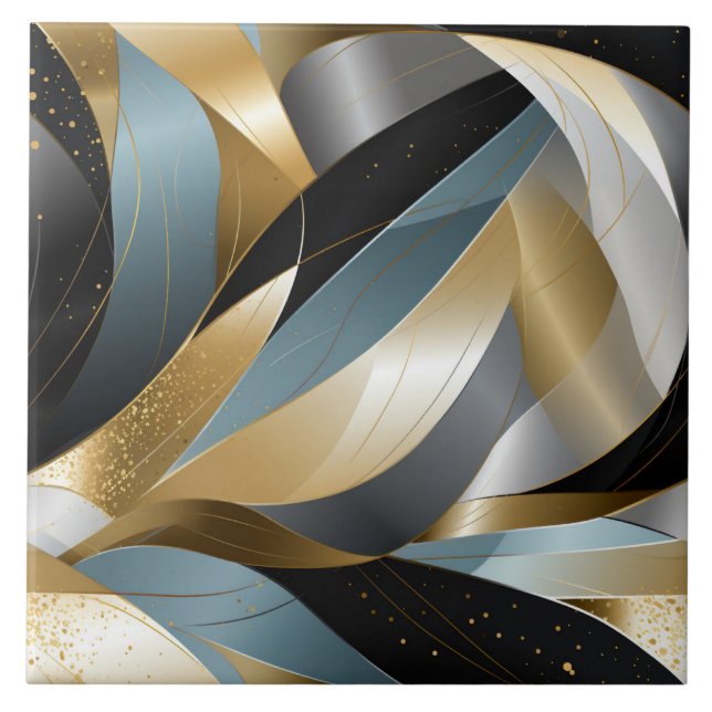 Carreau Vecteur graphique Gold Noir Argent Abstrait (Devant)