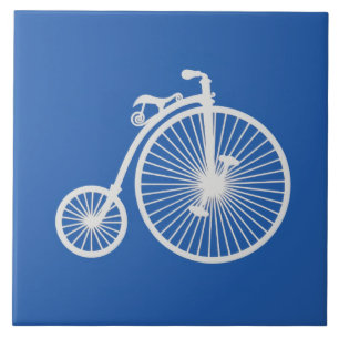 Carreau Vélo blanc vintage sur bleu