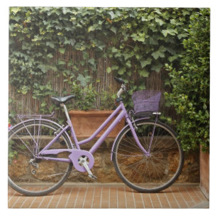 Carreau Vélo garé, Pienza, Italie, Toscane