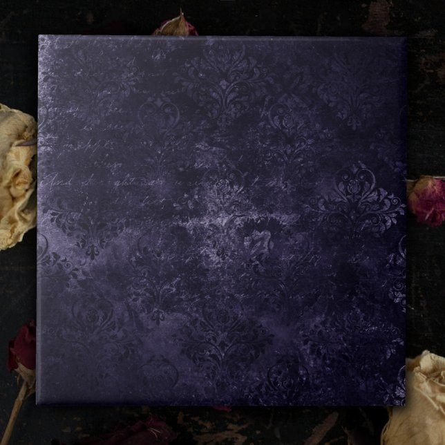 Carreau Velvety Midnight Damask | Indigo Purple Grunge (Créateur téléchargé)
