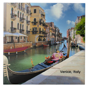 Carreau Venise, Italie, pittoresque avec gondole et canal,