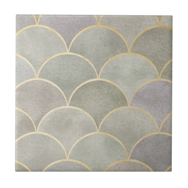 Carreau Ventilateur art déco métallique brillant motif, Dé (Devant)