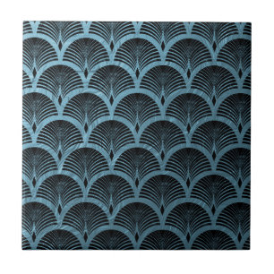 Carreau ventilateur art déco turquoise motif, turquoise, a