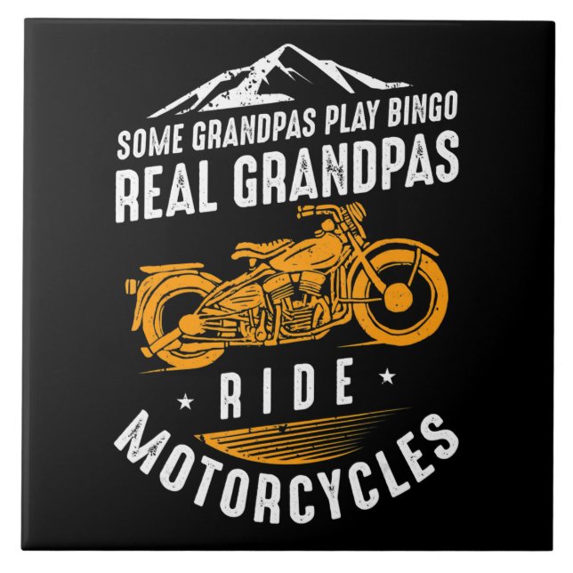 Carreau Véritable Grandpas Ride Motos Cadeau Pour Les Vélo (Devant)