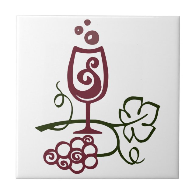 Carreau Verre à vin et raisins (Devant)
