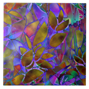 Carreau Verre souillé d'abrégé sur floral tuile