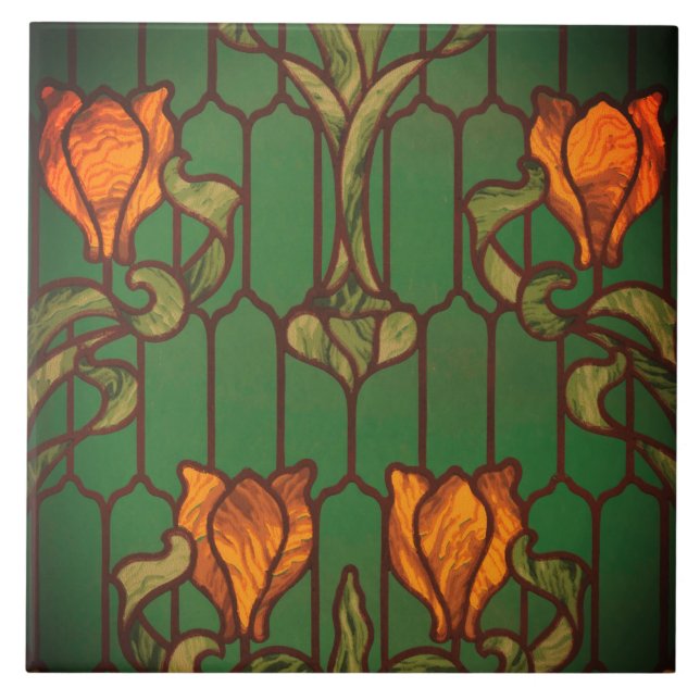 Carreau Verre tendu look floral Art nouveau fleurs  (Devant)