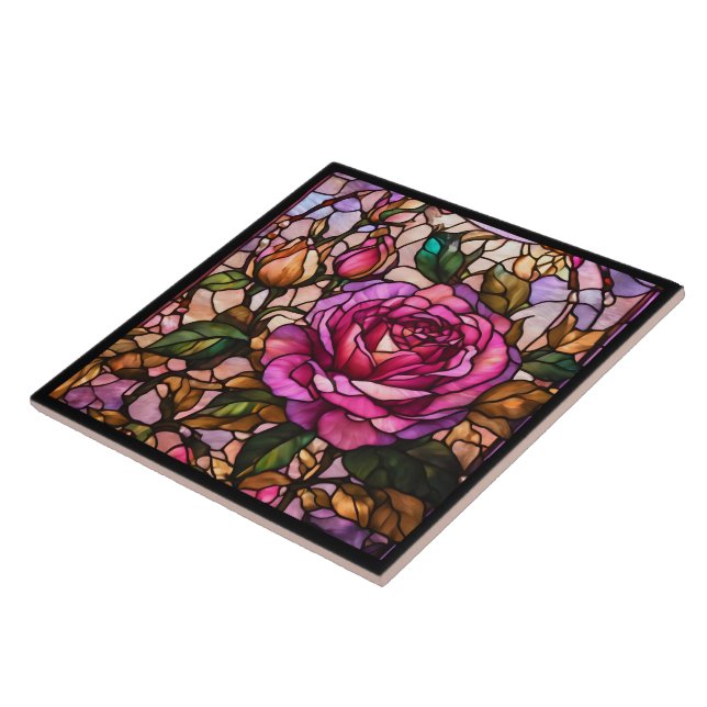 Carreau Verre Trait Roses Collection tendance Élégante (Côté)