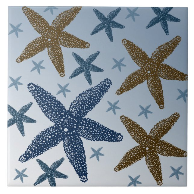 Carreau Vers le bas par les étoiles de mer de mer (Devant)