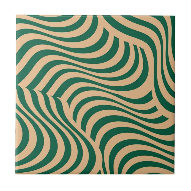 Carreau Vert Beige Zèbre Bande Moderne Printemps minimalis (Devant)