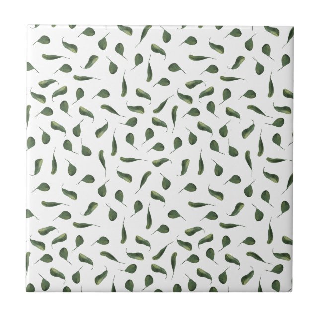 Carreau Vert blanc petite jungle feuille motif transparent (Devant)