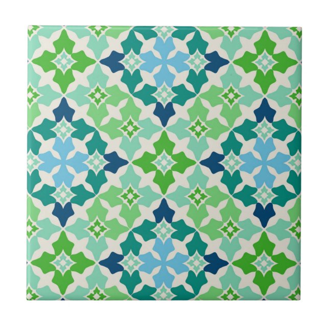 Carreau Vert et bleu marocain inspiré (Devant)