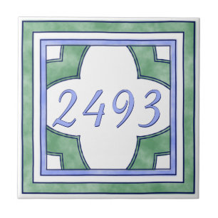 Carreau Vert et petit numéro de maison bleu-clair