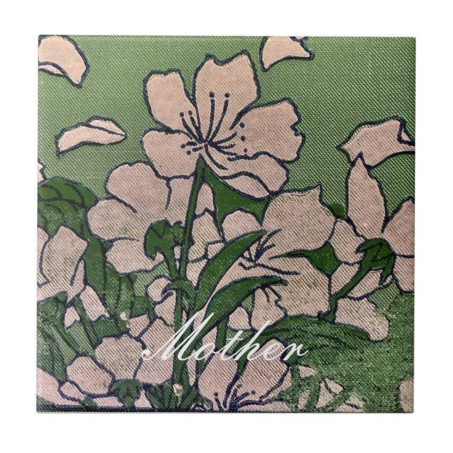Carreau Vert fleur rose (Devant)