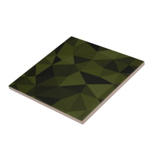 Carreau Vert foncé de l'armée noir motif de maille géométr