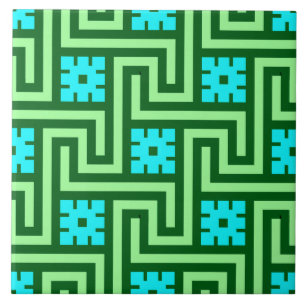 Carreau Vert grec de clé, de turquoise et de jade de Deco